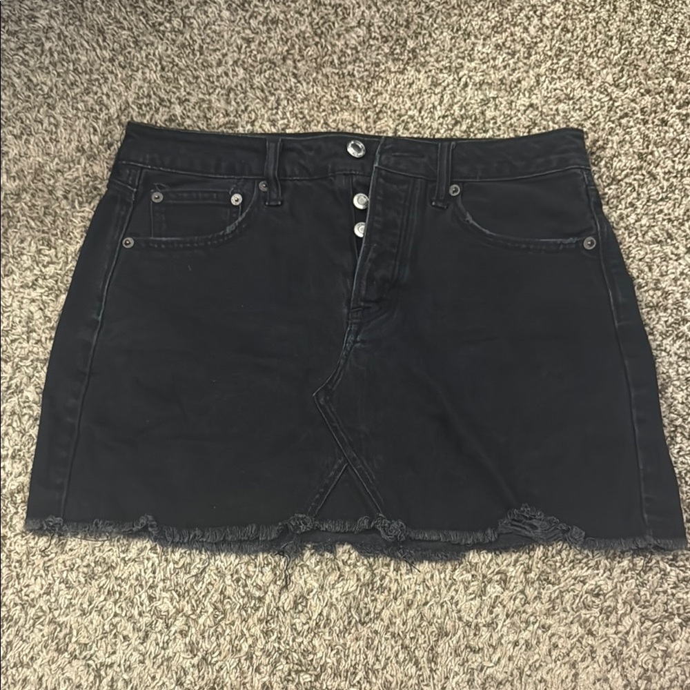 American Eagle Outfitters Black Frayed Mini Skirt